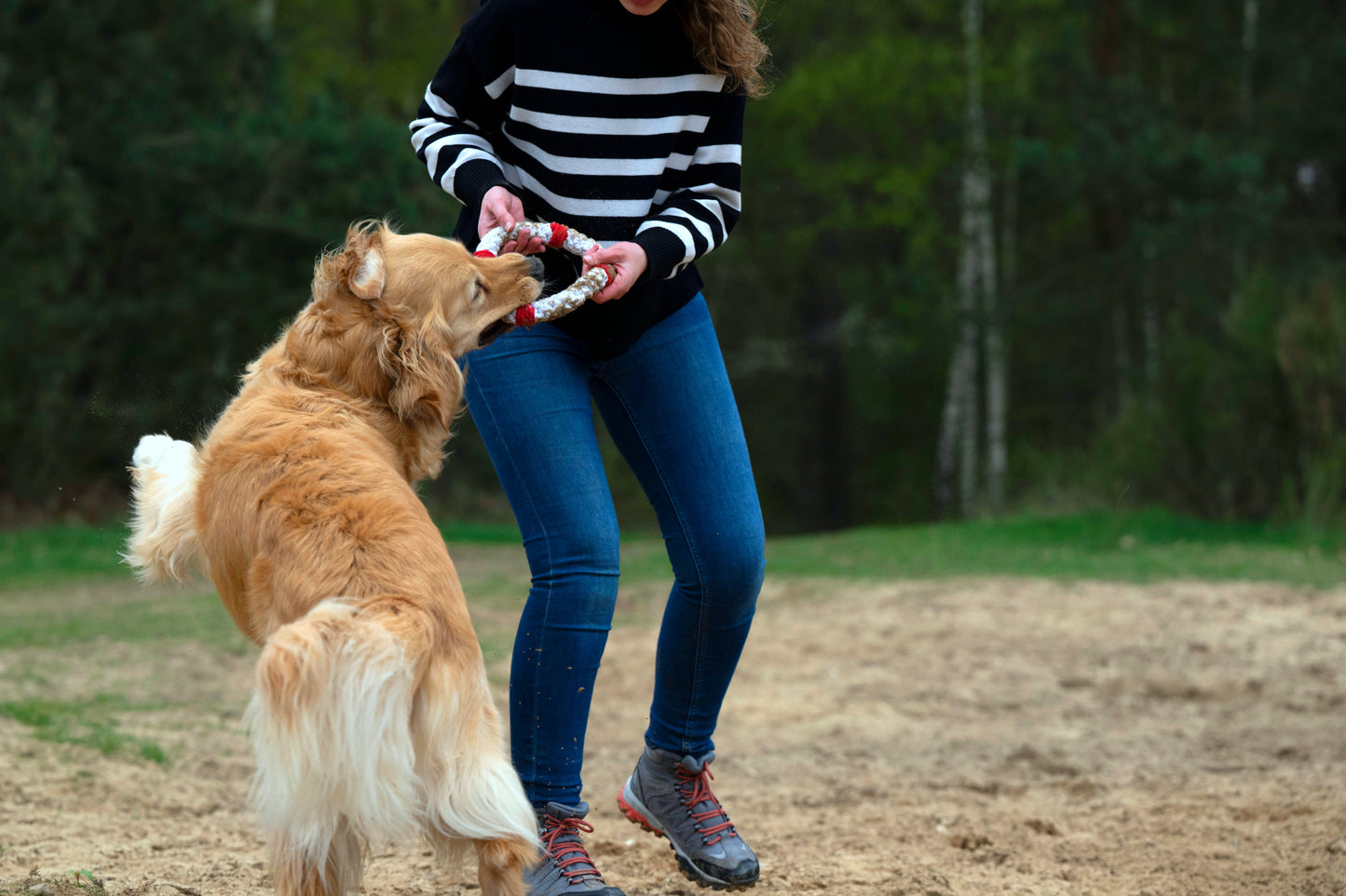 Knoten für vier Pfoten Hundespielzeug Rettungsring weiß rot Laboni