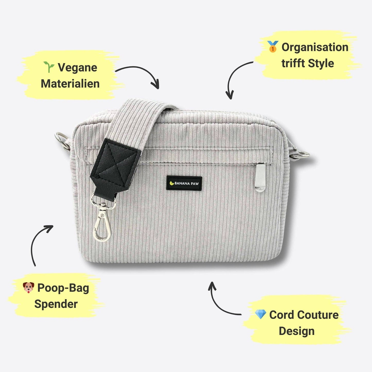 Knoten für vier Pfoten Tasche Silber Banana Paw