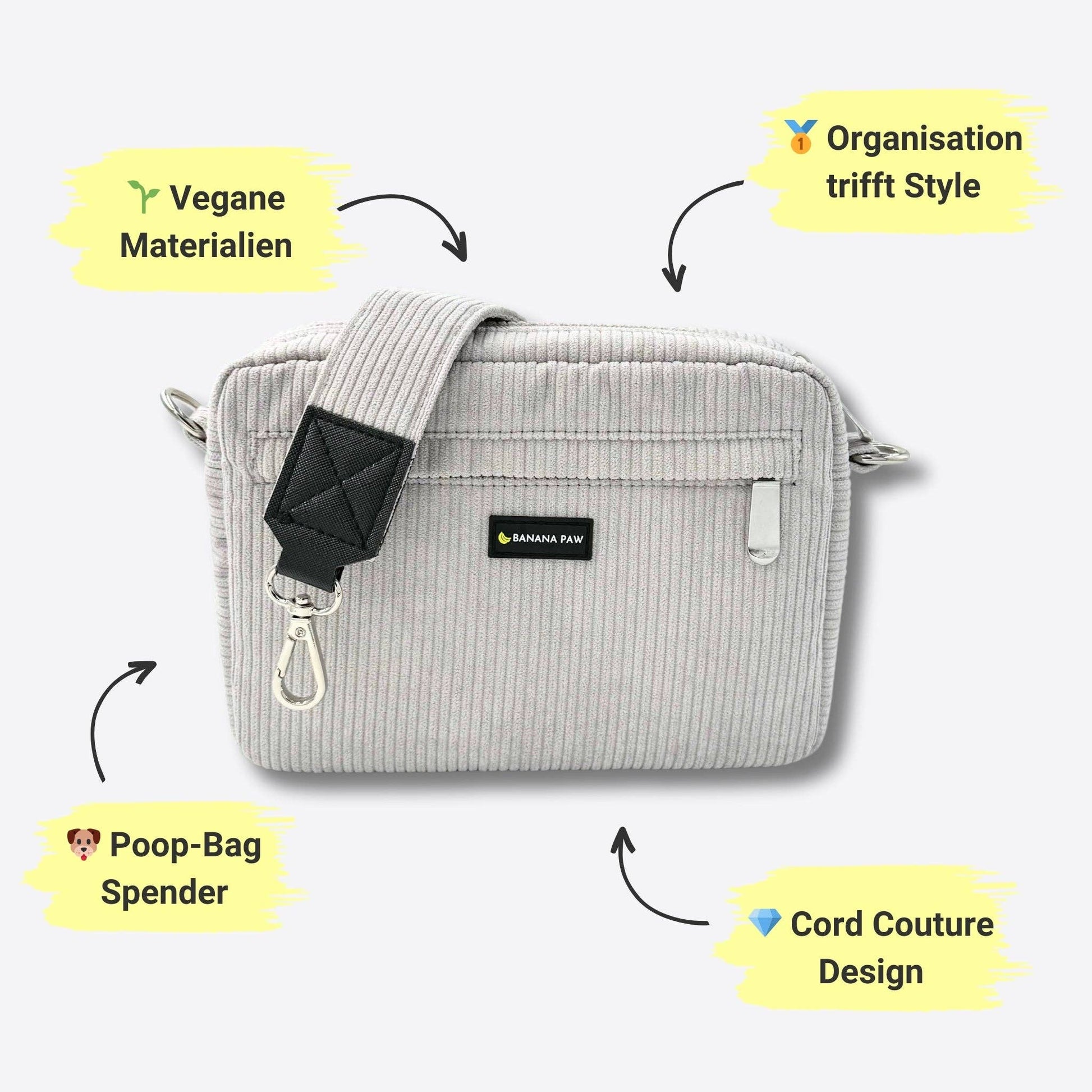 Knoten für vier Pfoten Tasche Silber Banana Paw