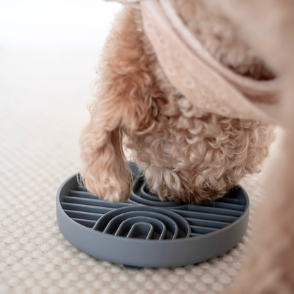 Knoten für vier Pfoten Schleckmatten rund Lovin dog grau