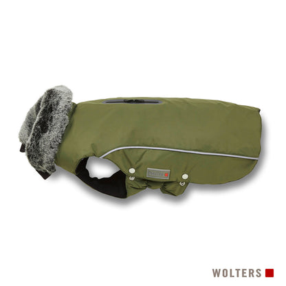 Knoten für vier Pfoten Hundemantel Winter olive