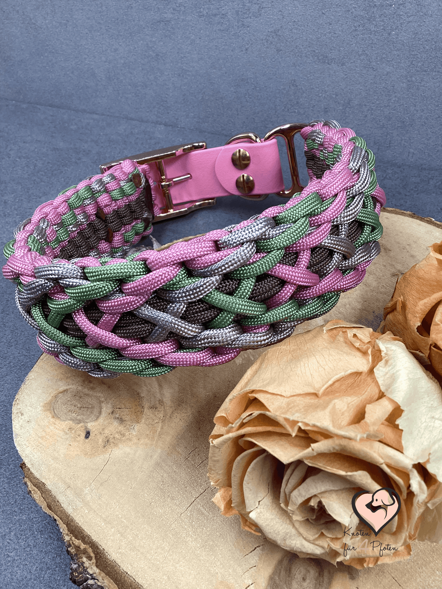 Paracord Halsband mit biothane Verschluss Hundehalsband  Pink