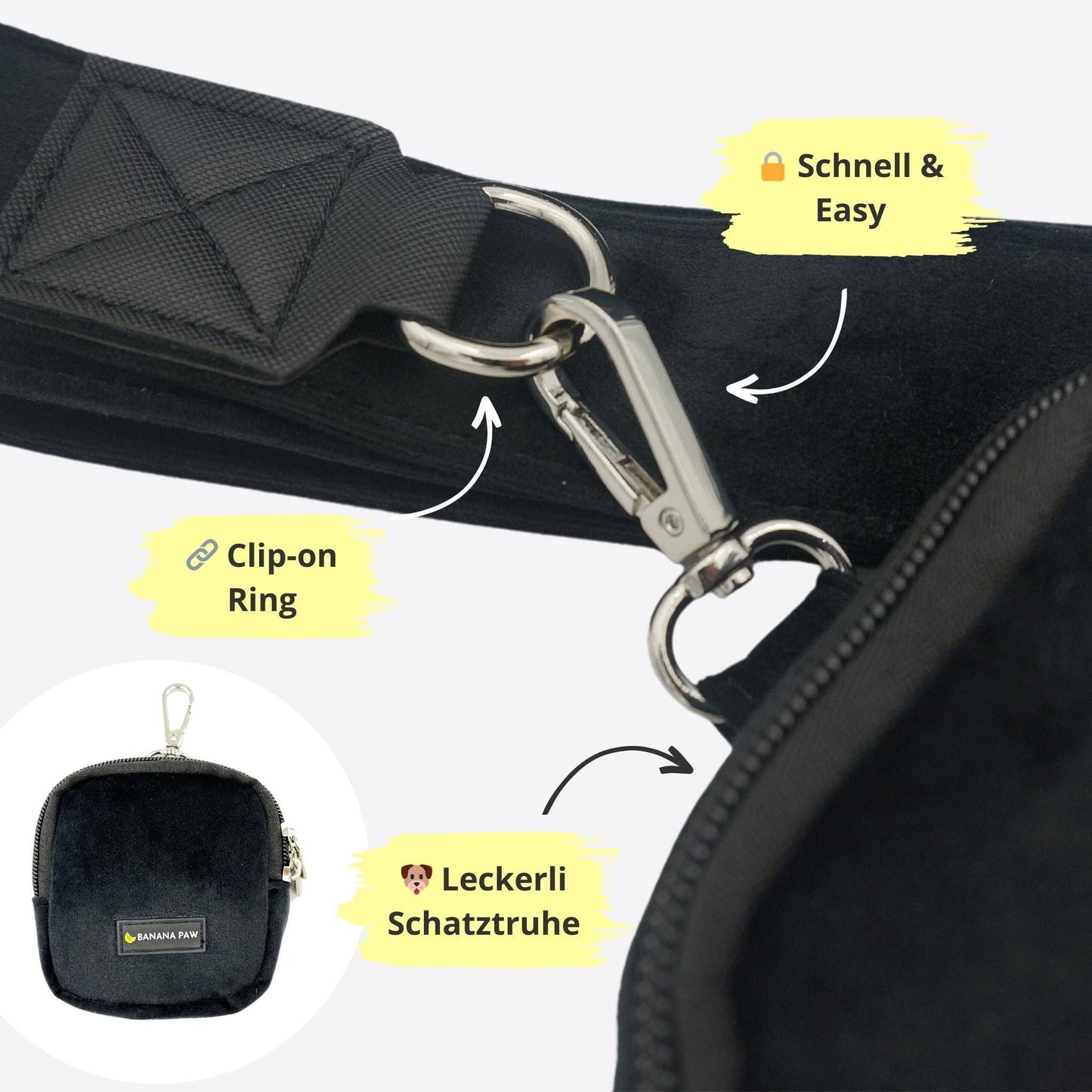 Knoten für vier Pfoten Tasche Silber Banana Paw